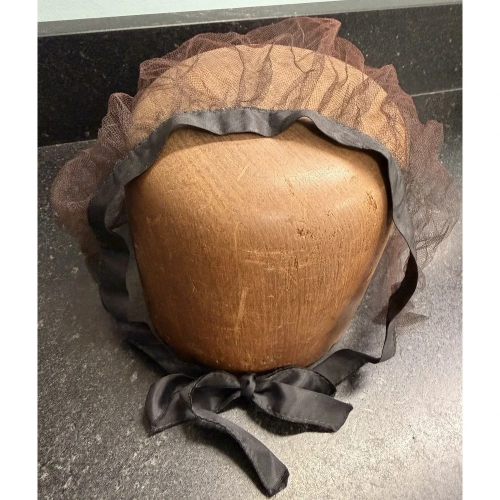 Lot Of‎ 2 Vtg 50s 60s Flocked Dot Sheer Nylon Hair Bonnets Coiffure Protectors